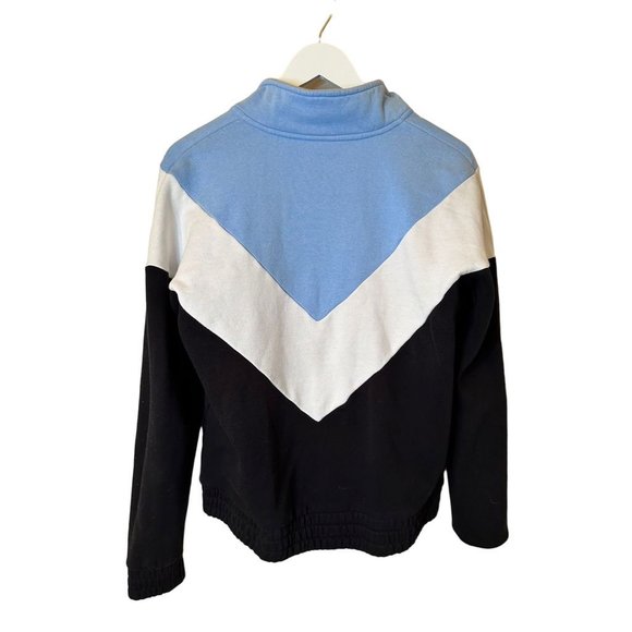 FILA Women's M Blue/White Chevron Collared Quarter Zip Pullover Sweater - Picture 2 of 16